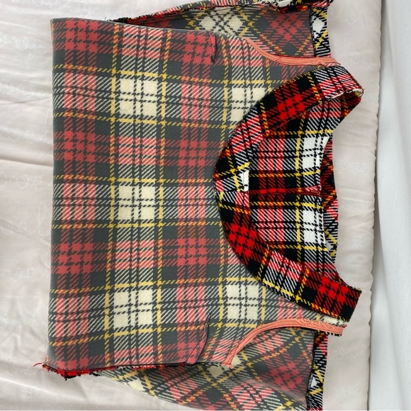 Vintage 70s Plaid Mini Dress Made in Japan Size 12 Red Tartan Mod - Picture 12 of 13
